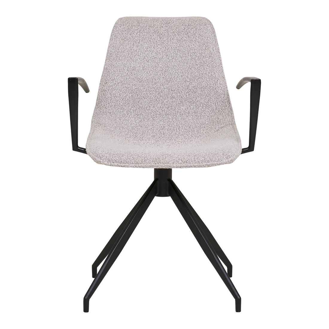 Dining table chair, swivel foot, armrests, bouklé, sand with black legs