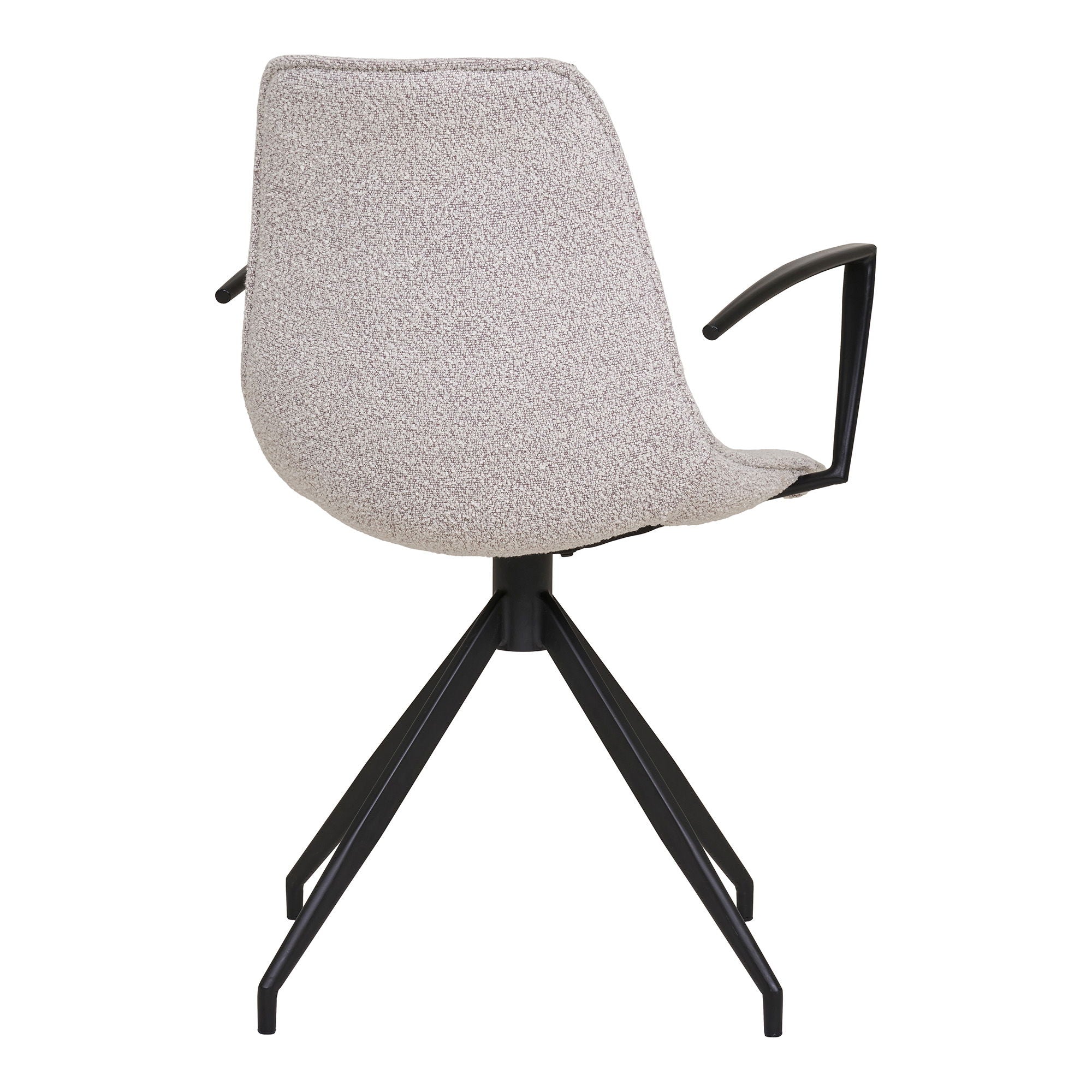Dining table chair, swivel foot, armrests, bouklé, sand with black legs