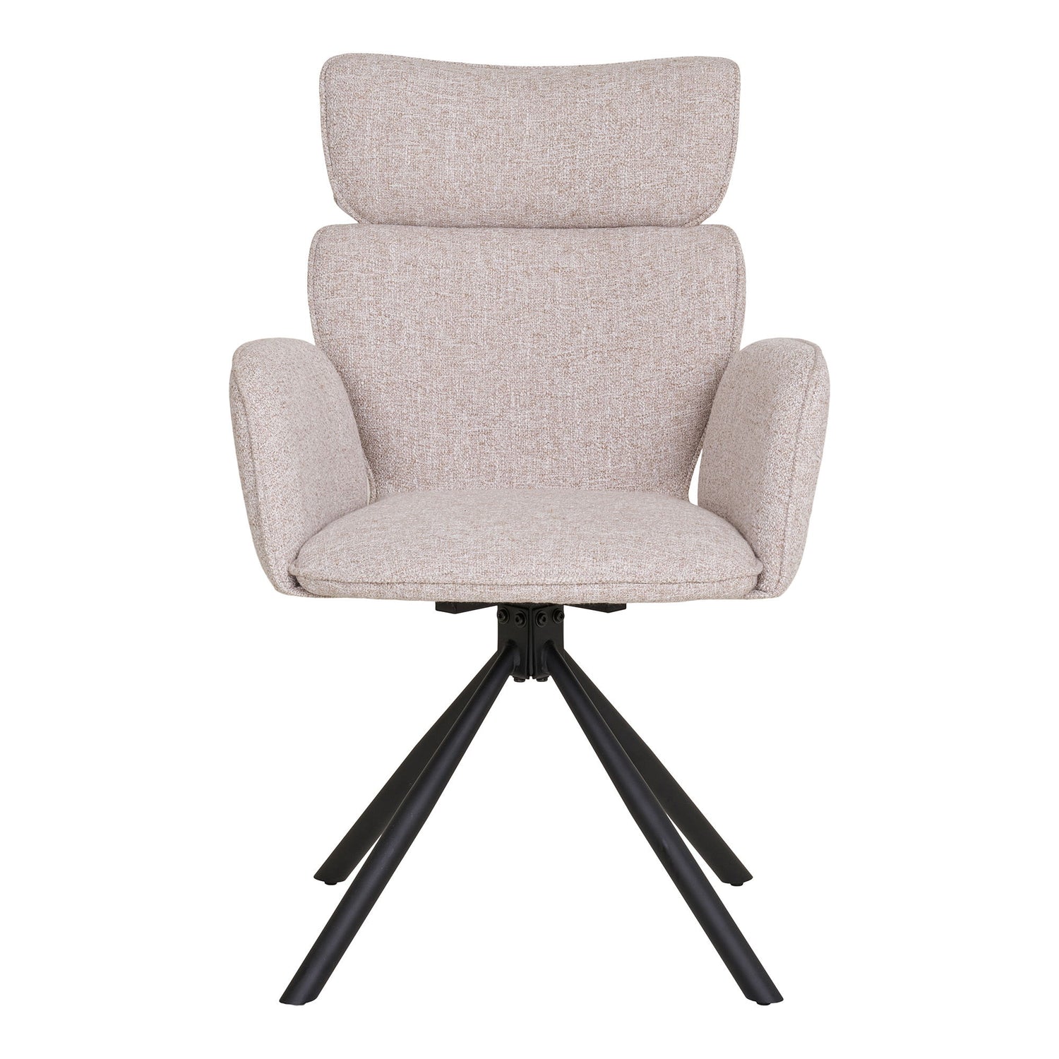 Dining table chair, swivel foot, fabric, sand with black legs, HN1279