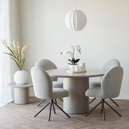 Lana Dining table chair - Dining table chair with swivel foot, bouklé, sand, gray legs HN1267