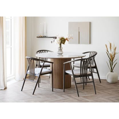 Agustin Dining table chair - Dining table chair, oak with fabric seat, smoked/sand HN1286