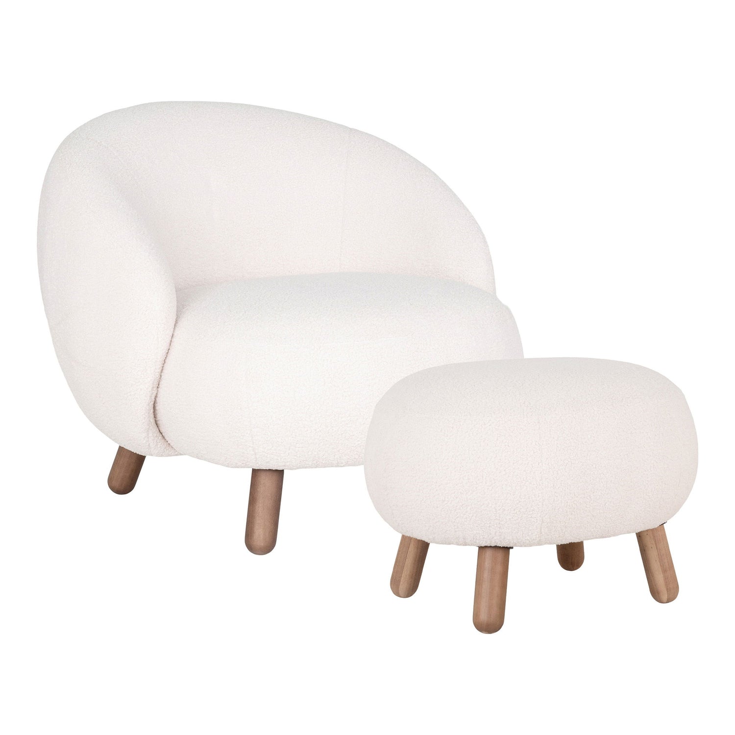 Savona set - lounge chair and puff, white HN1094