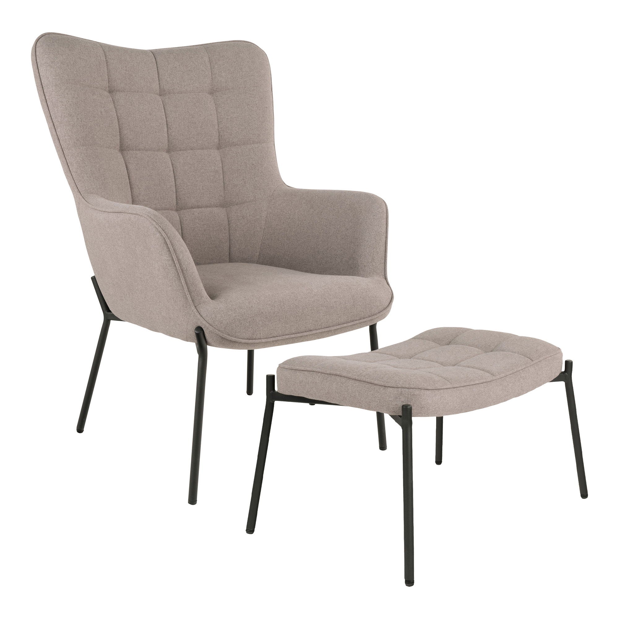 Glasgow set - Lounge chair and footstool, stone HN1231