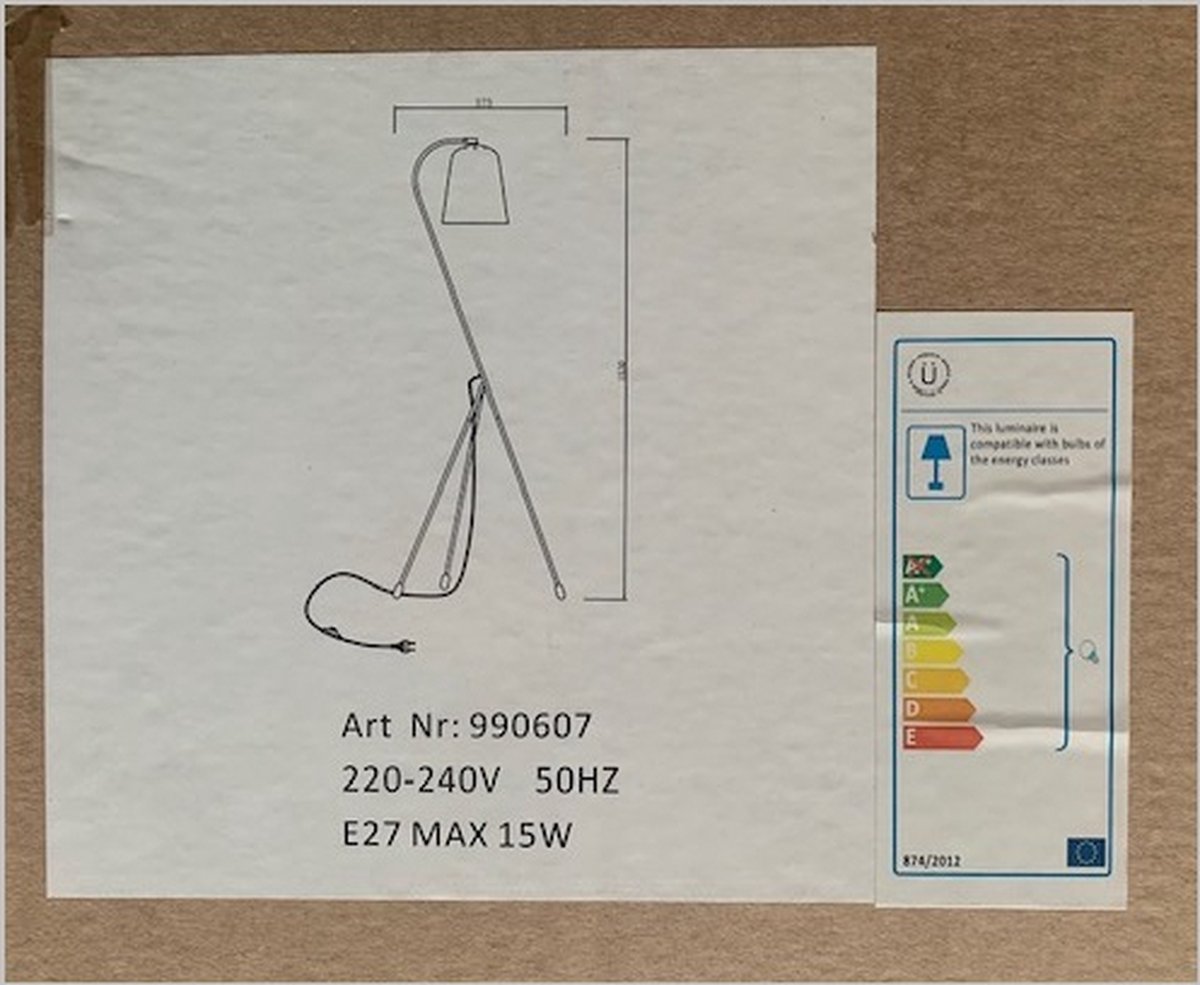 Hübsch floor lamp - 55 x 55 cm x H156 cm - black and brass