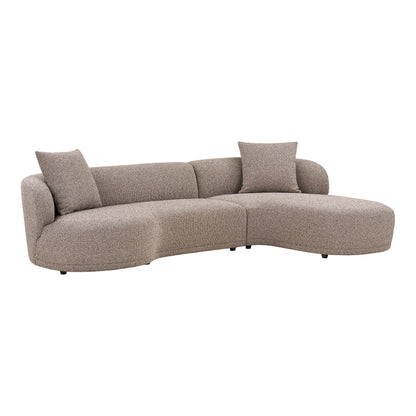 Kingston Lounge Sofa with 2 cushions, right-facing, brown