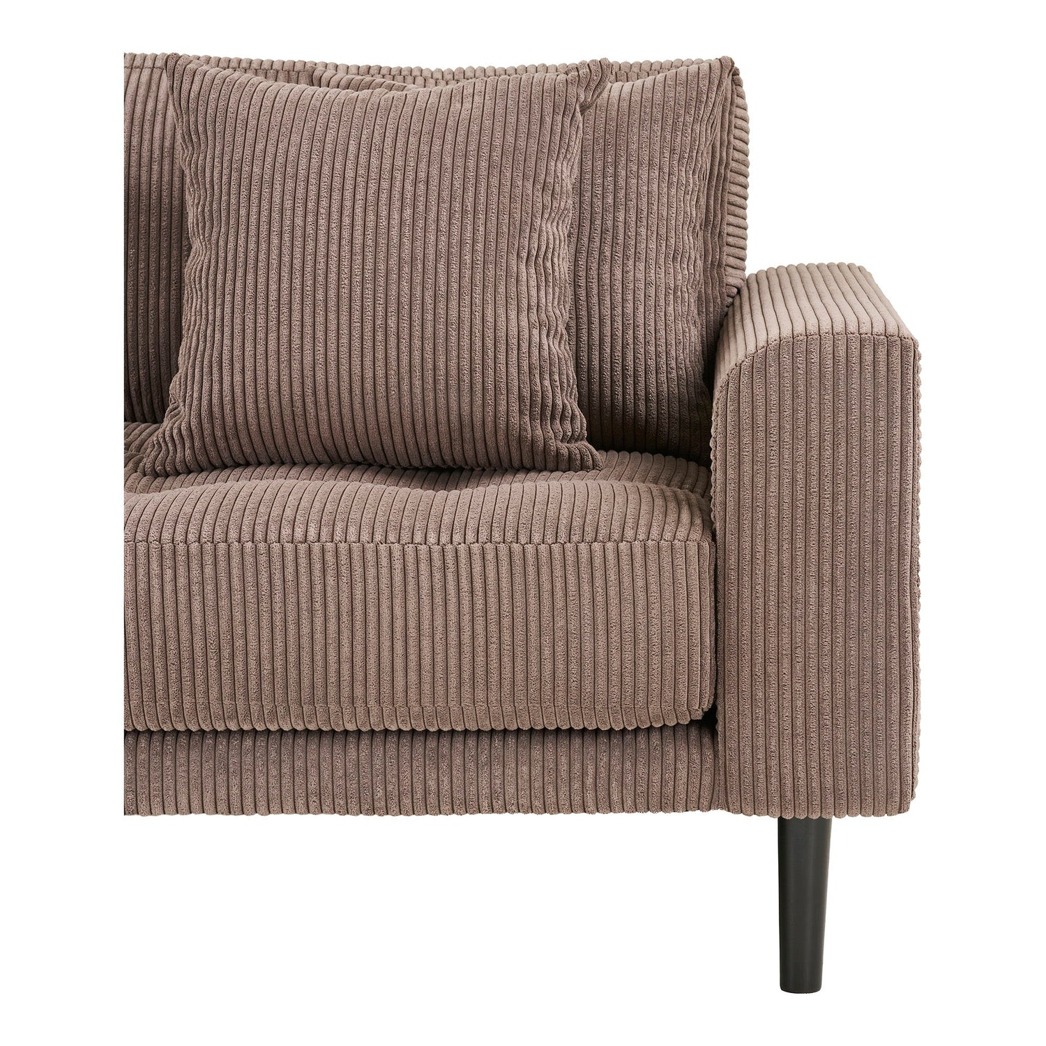 Lido Lounge Sofa - Lounge Sofa, left -wing in brown velvet with four pillows and black wooden legs HN1423