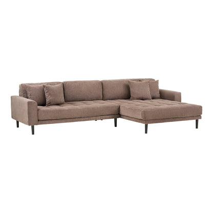 Lido Lounge Sofa - Lounge sofa, right -wing in brown velvet with four pillows and black wooden ben HN1423