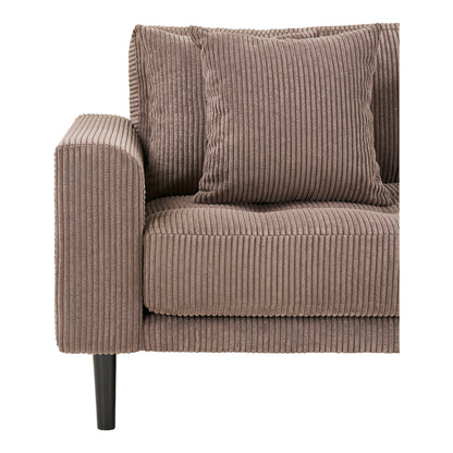 Lido Lounge Sofa - Lounge sofa, right -wing in brown velvet with four pillows and black wooden ben HN1423