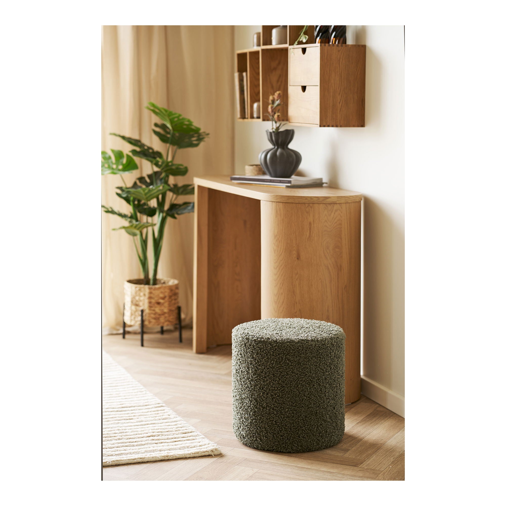 EJBY PUF - PUF, TEDDY, GREEN Ø34X36 CM, HN1301