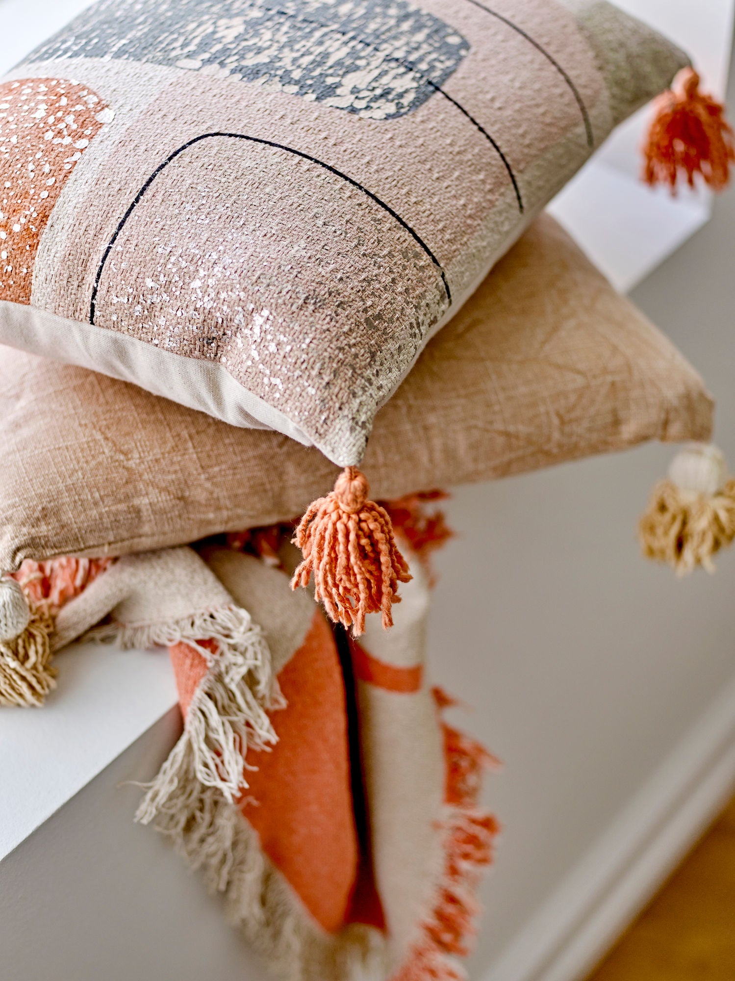 Bloomingville Lanzo Cushion, Orange, Cotton