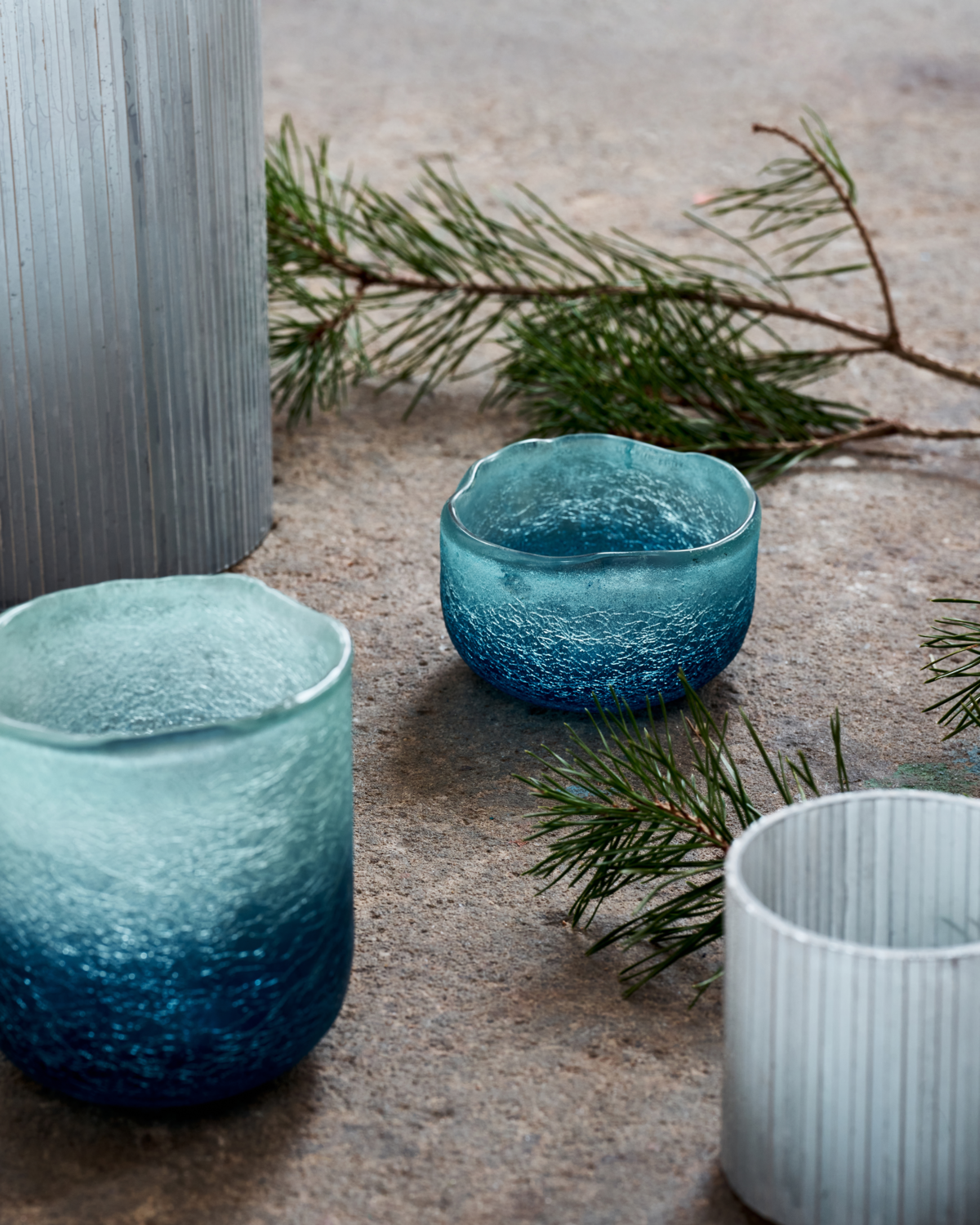 Tealight holder, HDCrackle, Blue