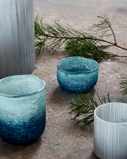 Tealight holder, HDCrackle, Blue