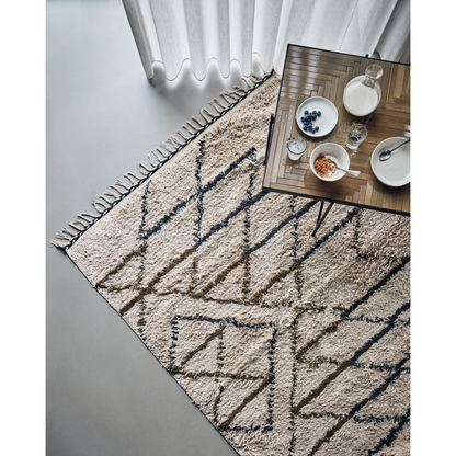 Blanket, hdindi, raw white; mustard yellow