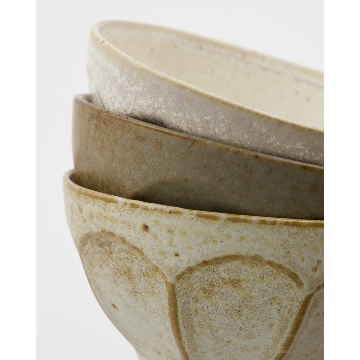 Bowl, hdarch, raw white; beige; green