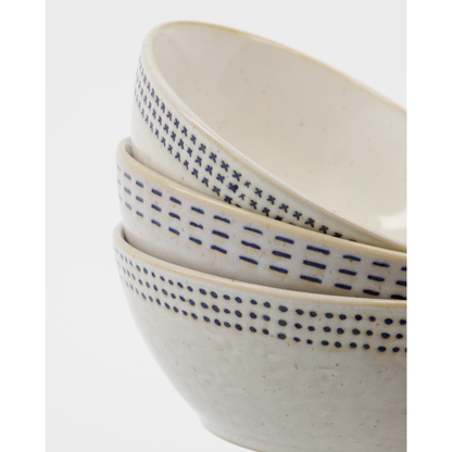 Bowl, hdstich, raw white