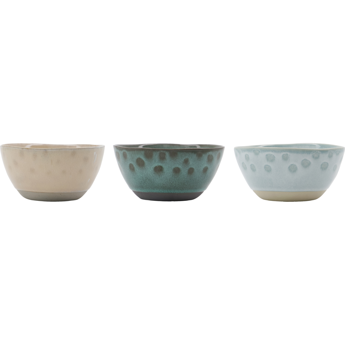 Bowl, hdlike, beige; green; blue