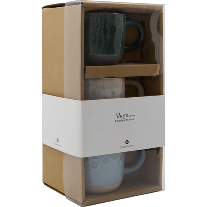 Mugs, hdlike, beige; green; blue