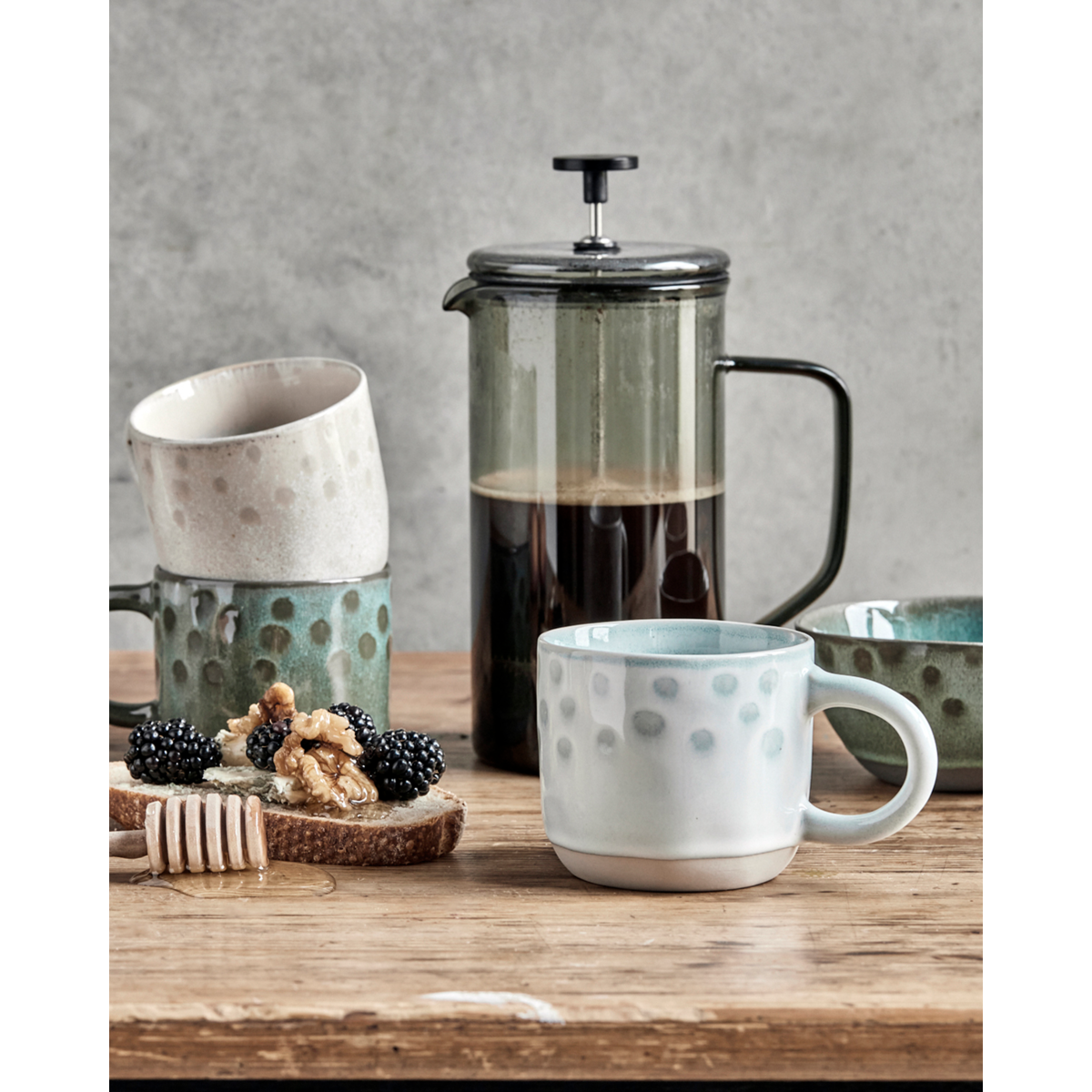 Mugs, hdlike, beige; green; blue