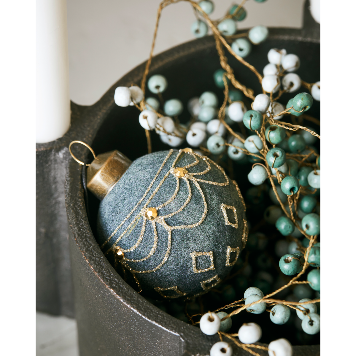 Christmas decorations, hdvelour, dusty green