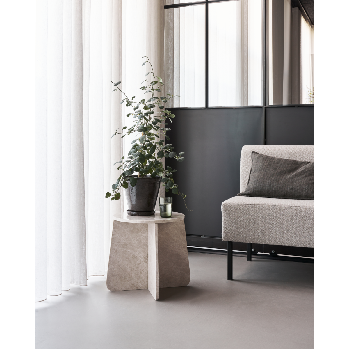 Side table, HDMARB, beige