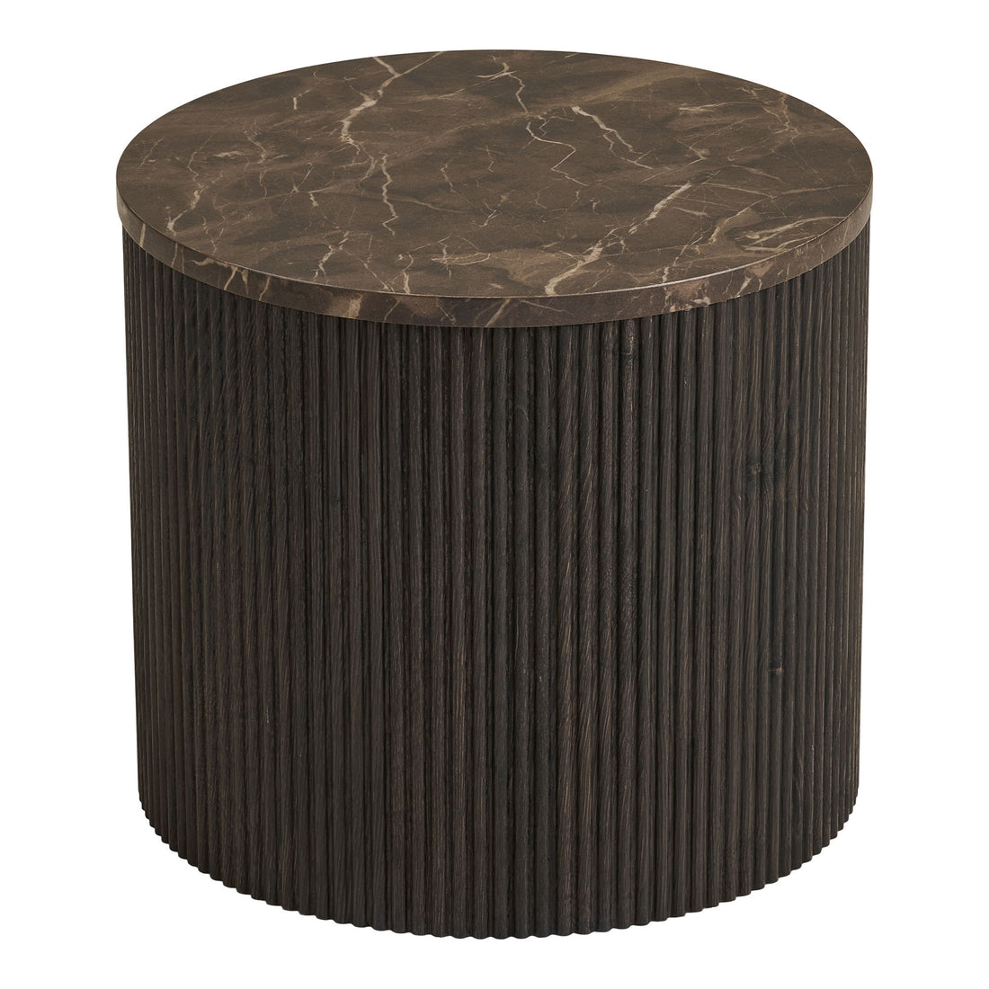 Rota Corner Table - Corner Table, Marble Look, Dark Brown Ø45x40 cm