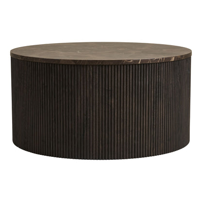 Rota Coffee Table - Coffee Table, Marble Look, Dark Brown Ø80x40 cm