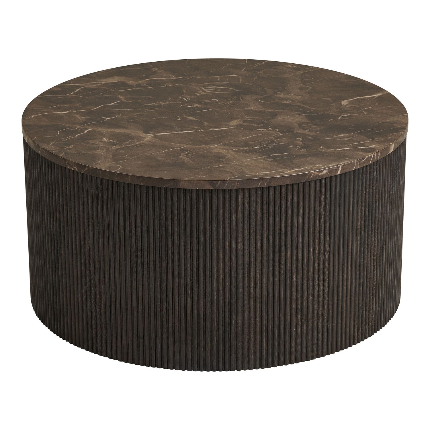Rota Coffee Table - Coffee Table, Marble Look, Dark Brown Ø80x40 cm