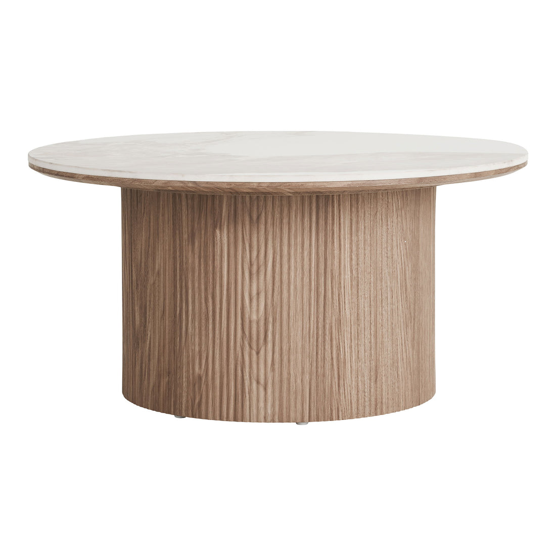 Athens Coffee table - Coffee table, ceramic table top, white/dark brown ø80x40 cm