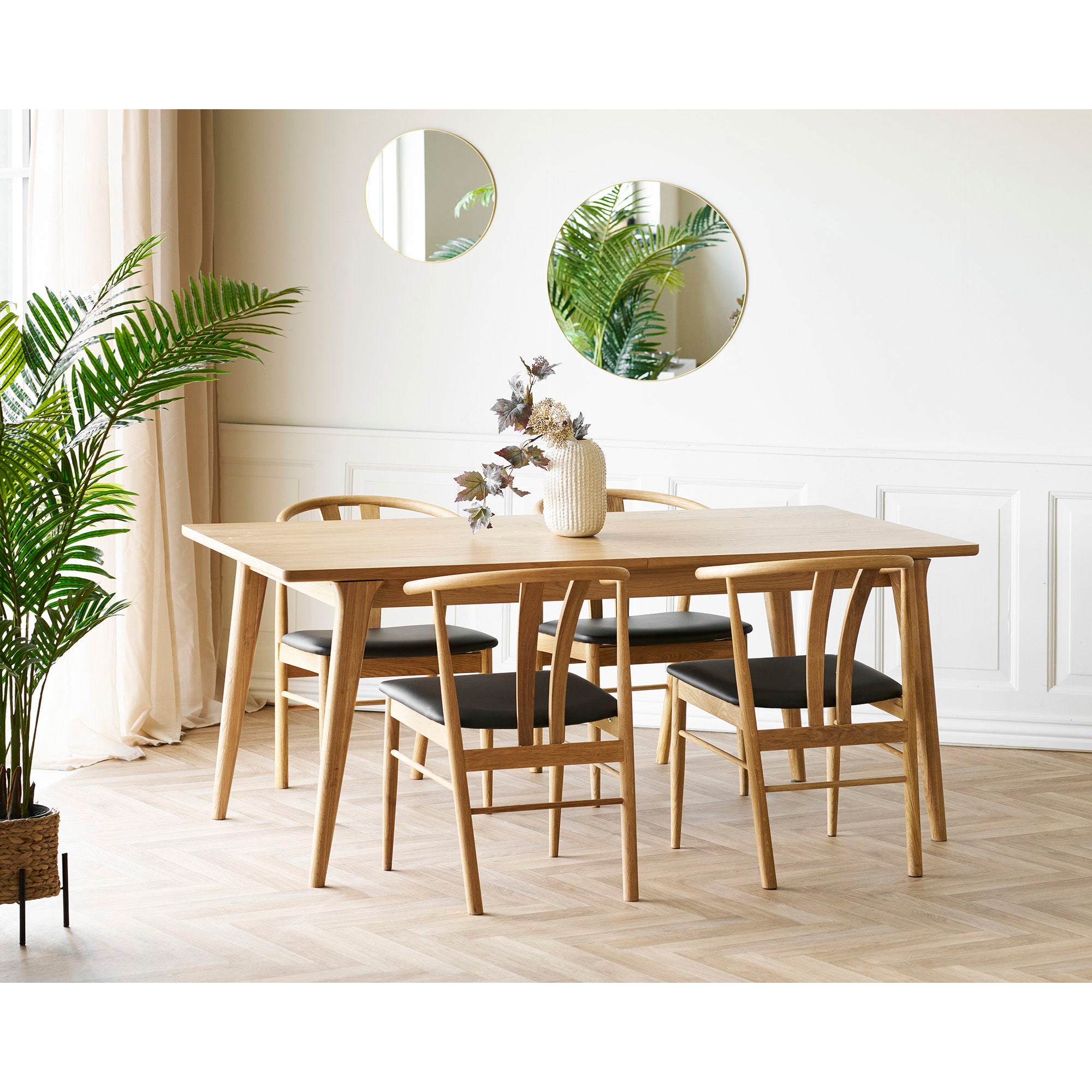 Darwin Dining table - Dining table, oak veneer, incl. an additional plate 180-230x90x75 cm
