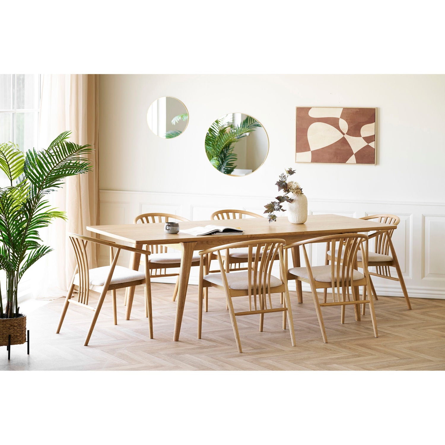 Darwin Dining table - Dining table, oak veneer, incl. an additional plate 180-230x90x75 cm
