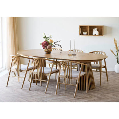 Osaka Dining table - Dining table, oak veneer, natural, incl. three additional plates ø120x120-160-200-240x75 cm