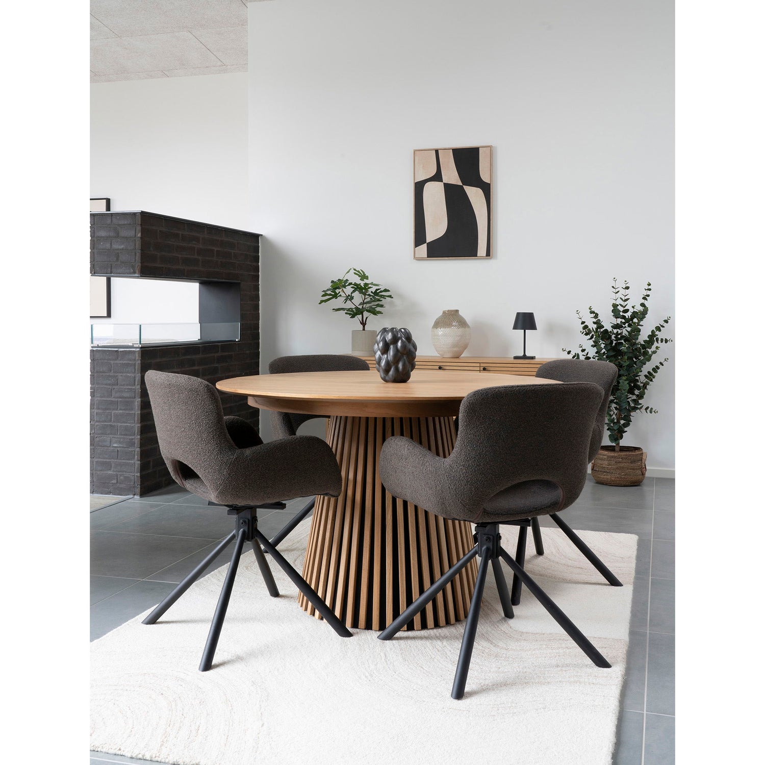 Osaka Dining table - Dining table, oak veneer, natural, incl. three additional plates ø120x120-160-200-240x75 cm