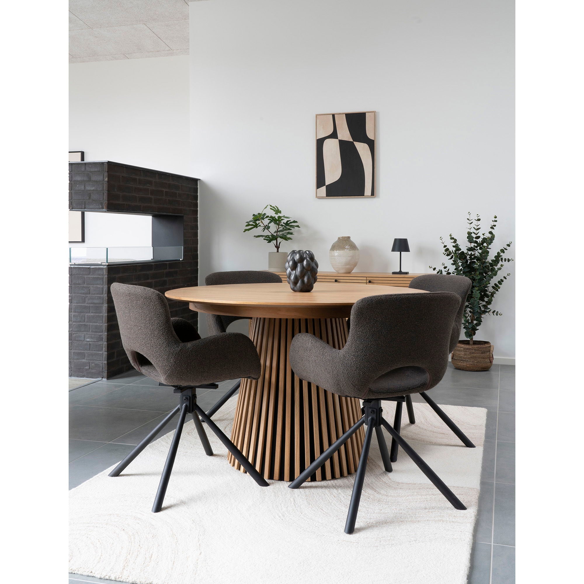 Osaka Dining table - Dining table, oak veneer, natural, incl. three additional plates ø120x120-160-200-240x75 cm