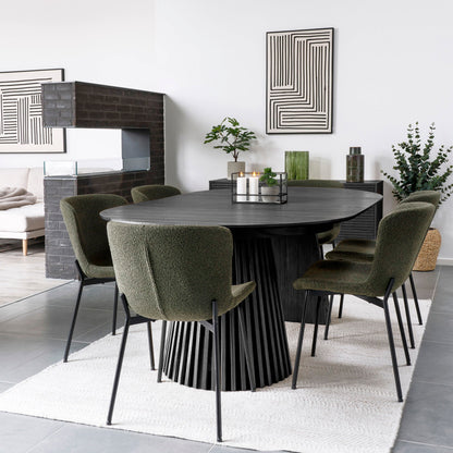 Osaka Dining table - Dining table, oak veneer, black, incl. two additional plates ø120x120-160-200x75 cm