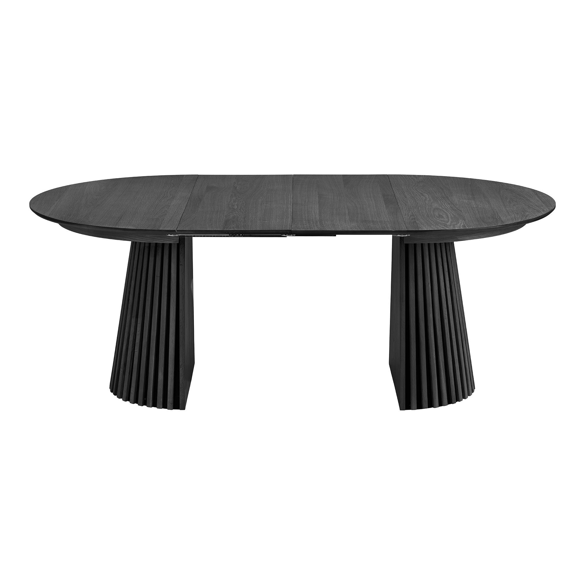 Osaka Dining table - Dining table, oak veneer, black, incl. two additional plates ø120x120-160-200x75 cm