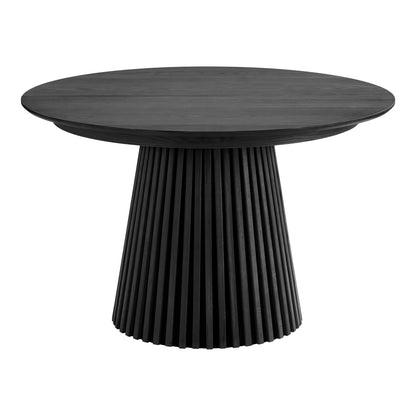 Osaka Dining table - Dining table, oak veneer, black, incl. two additional plates ø120x120-160-200x75 cm
