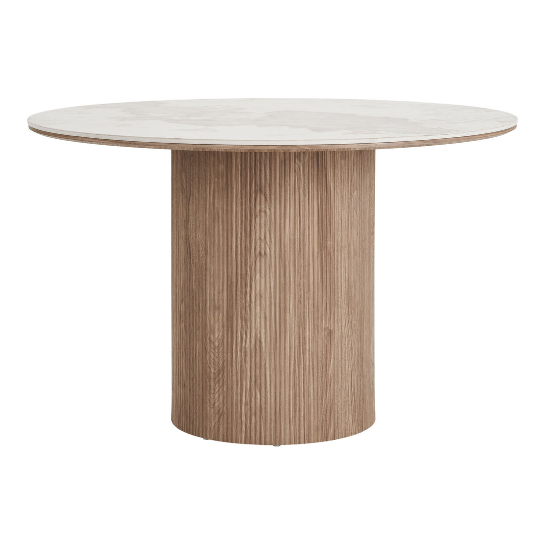 Athens Dining table - Dining table, ceramic table top, white, dark brown ø120x76 cm