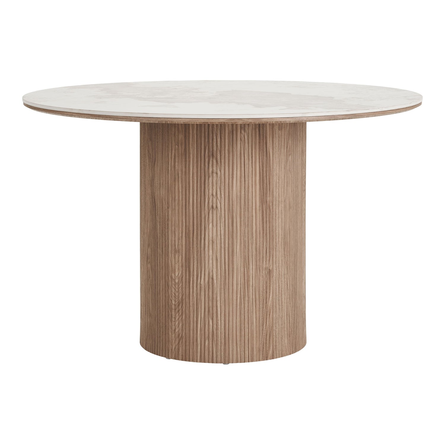 Athens Dining table - Dining table, ceramic table top, white, dark brown ø120x76 cm