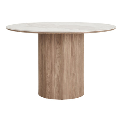 Athens Dining table - Dining table, ceramic table top, white, dark brown ø120x76 cm