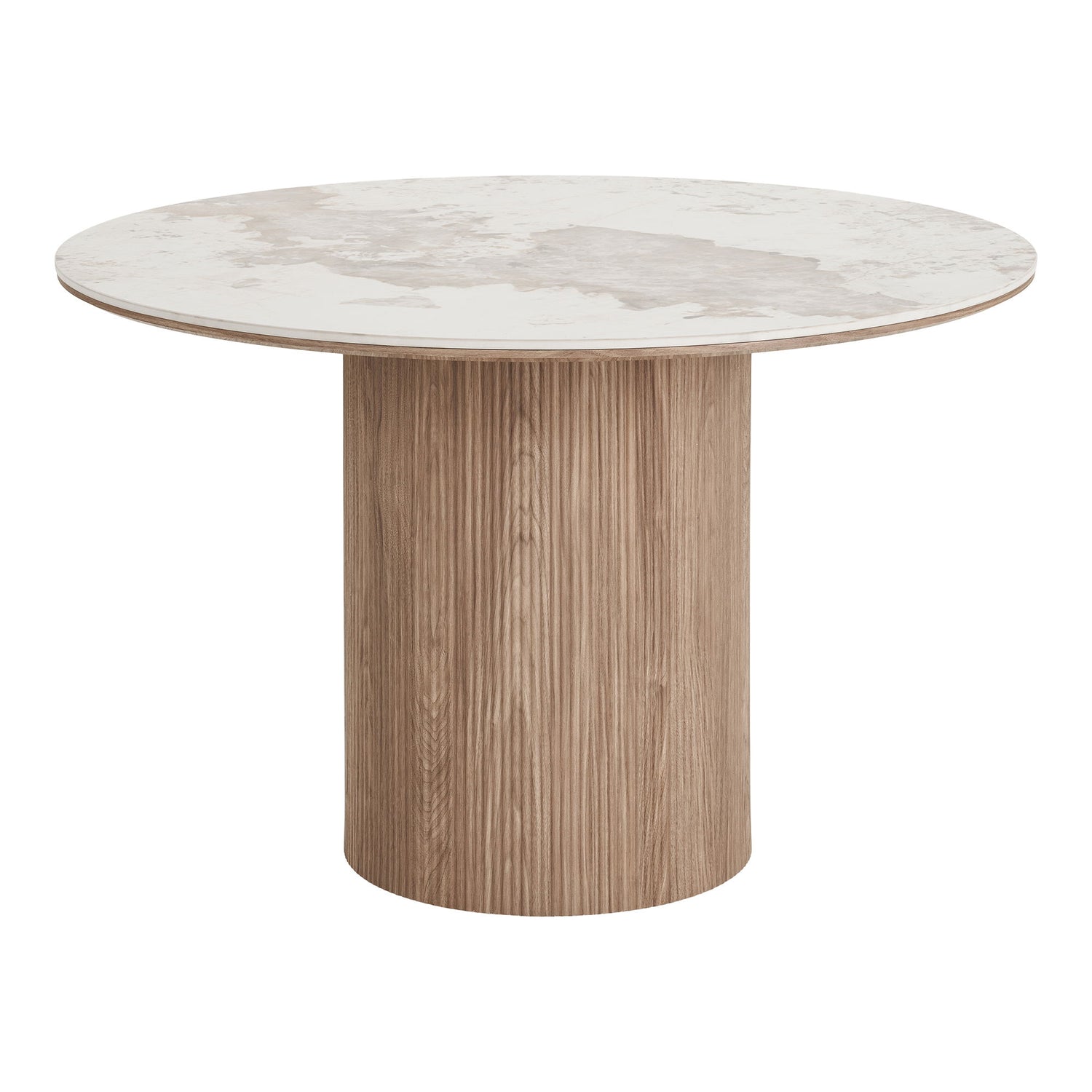 Athens Dining table - Dining table, ceramic table top, white, dark brown ø120x76 cm