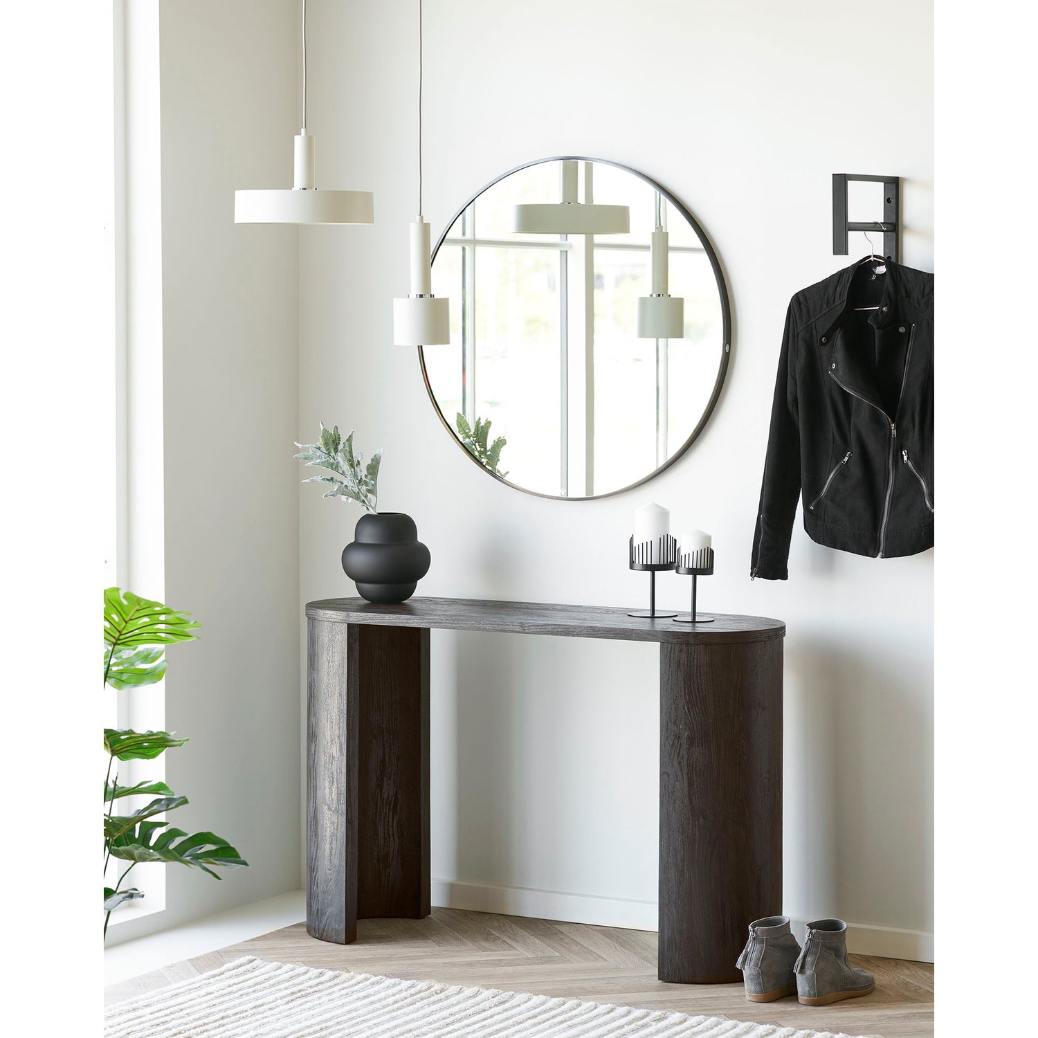 Bibione console table - console table, dark brown 38x114x75 cm