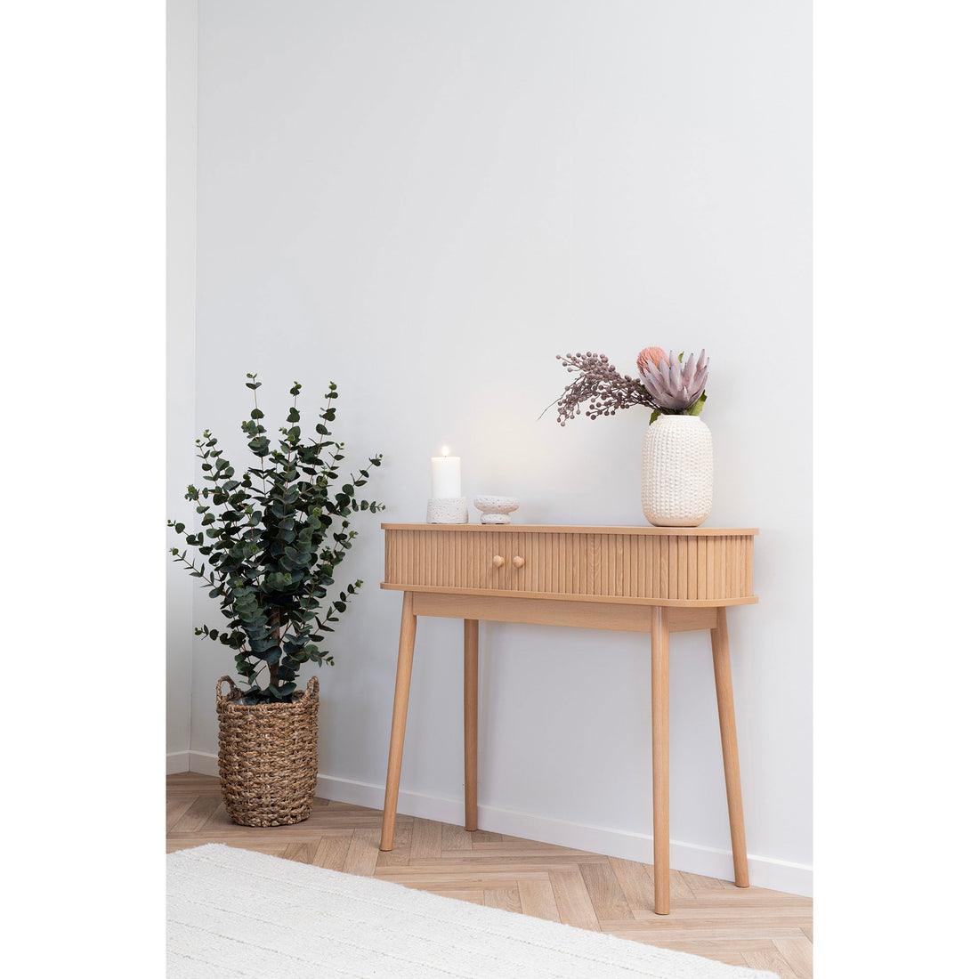 Console table, 2 doors, natural<br>100x30x80 cm