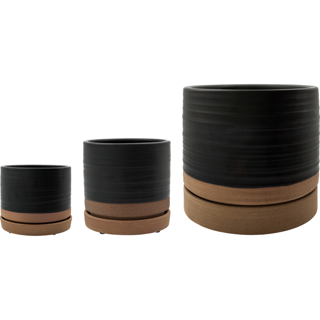 Herbal pot with saucer, hdastu, black; natural