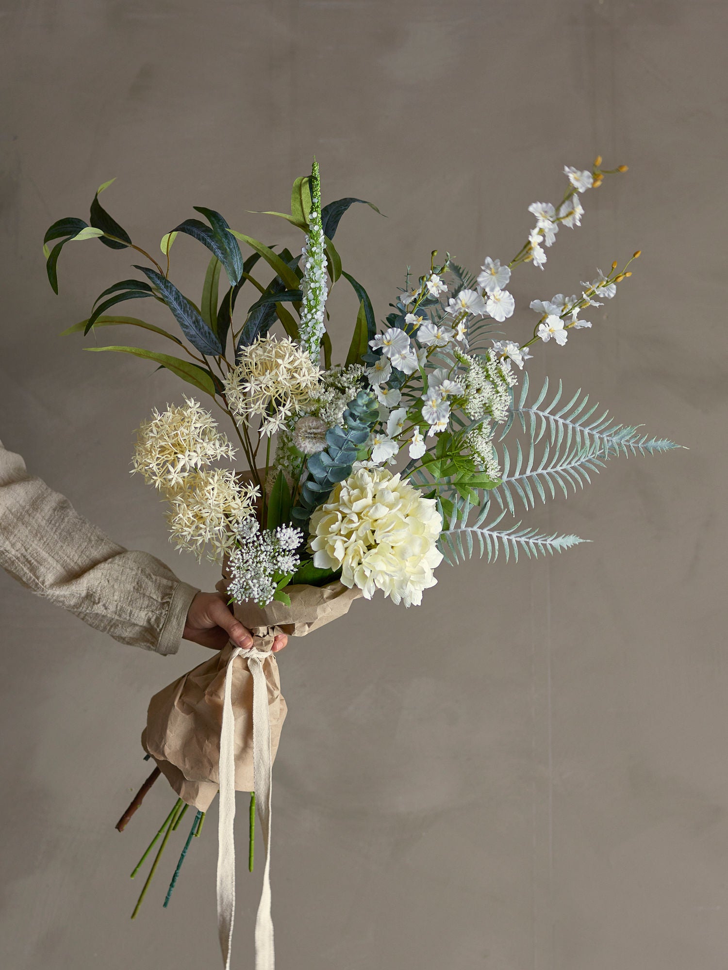 Bloomingville Symphonie bouquet, white, artificial flowers