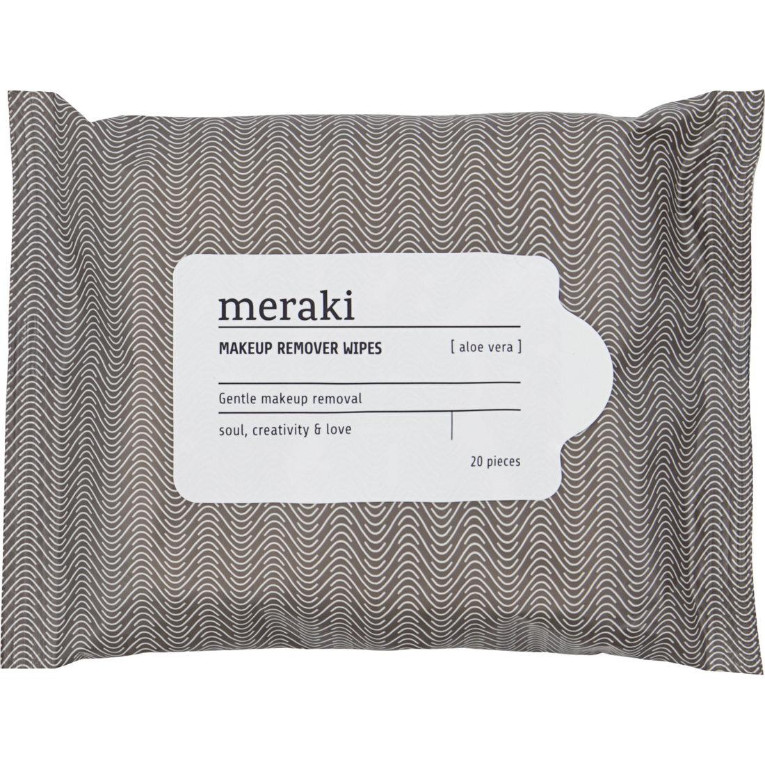 Makeup remover wipes, aloe vera, hot gray; white