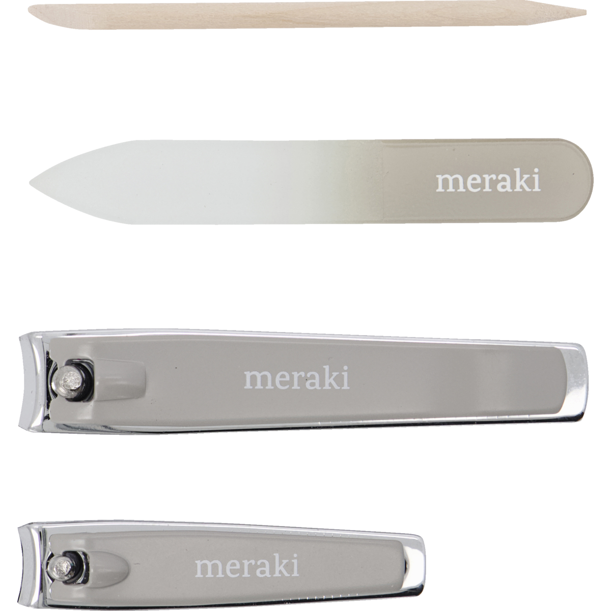 Nail kit, Mkw. Cuticle Pusher, Nail File, Small Clipper And, Gray