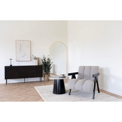 Kyoto sideboard - sideboard, 3 drawers, 2 doors, oak veneer, smoked, black metal legs, 150x40x74 cm