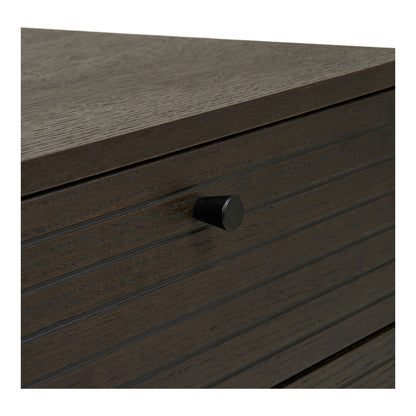 Kyoto sideboard - sideboard, 3 drawers, 2 doors, oak veneer, smoked, black metal legs, 150x40x74 cm