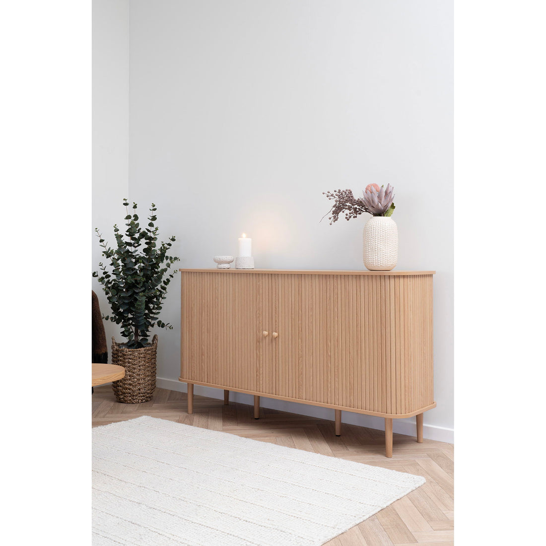 Sideboard, 2 doors, natural<br>140x40x79 cm