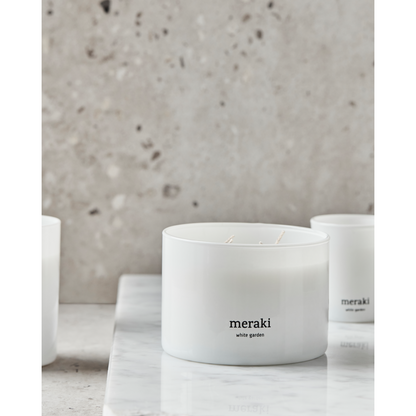 Scented candles, white garden, white